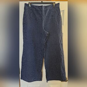 Navy Striped Linen Pants